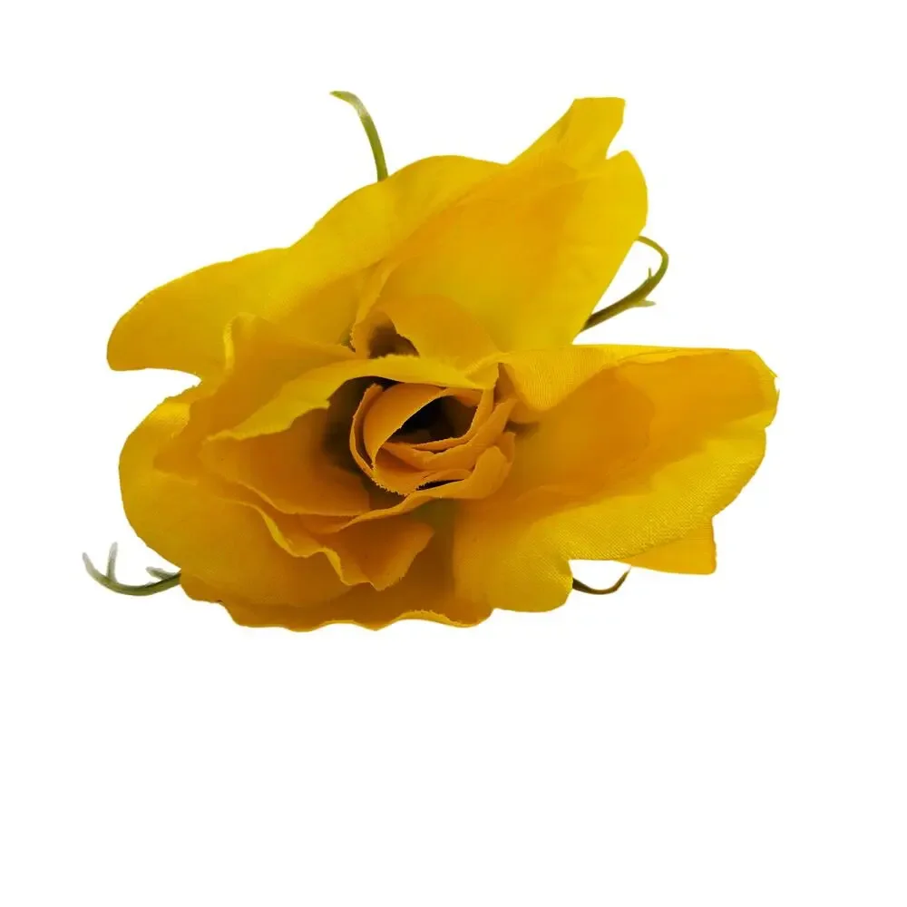 Yellow Artificial Silk Rose Buds Wired Stems Wedding Craft 2.5